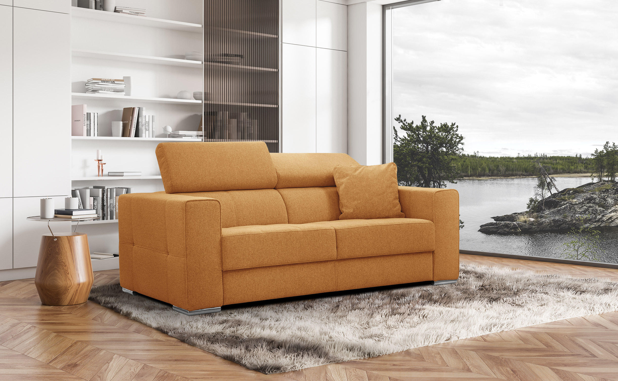 SOFA QUARTZ 3-Sitzer, orange - Orange, Holzwerkstoff/Textil (202/80/102cm) - Courtois Laville