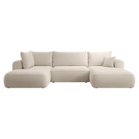 WOHNLANDSCHAFT Ovo Beige Boucle - Beige/Schwarz, Textil (375/95/185cm) - Selsey
