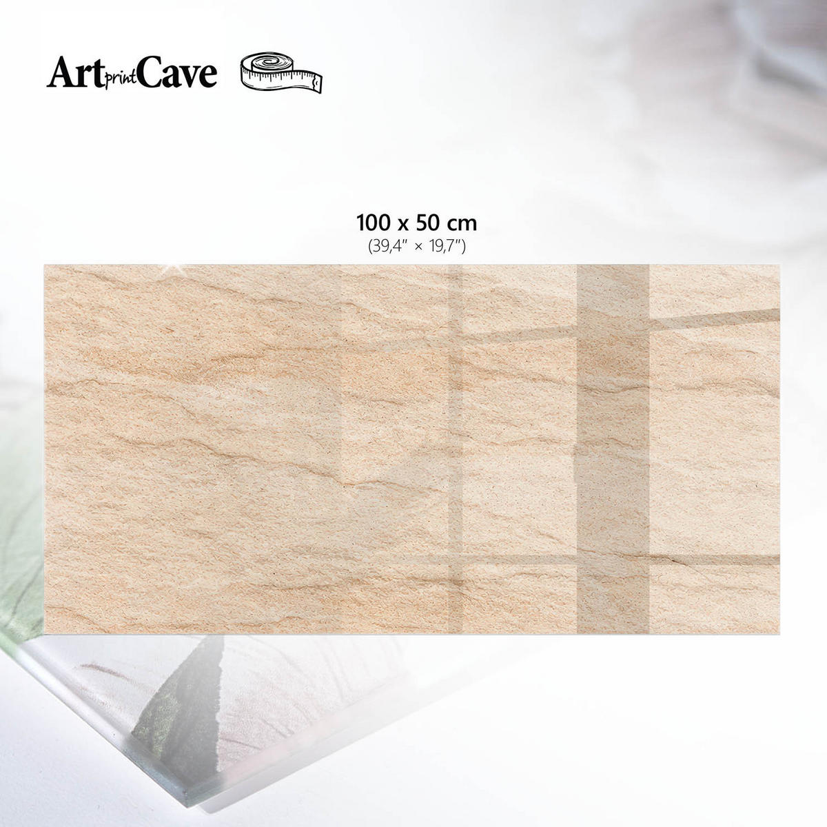 TISCHPLATTE 100x50 cm – Beige Muster - Grau, Glas (100/50/0.4cm) - Wallfluent