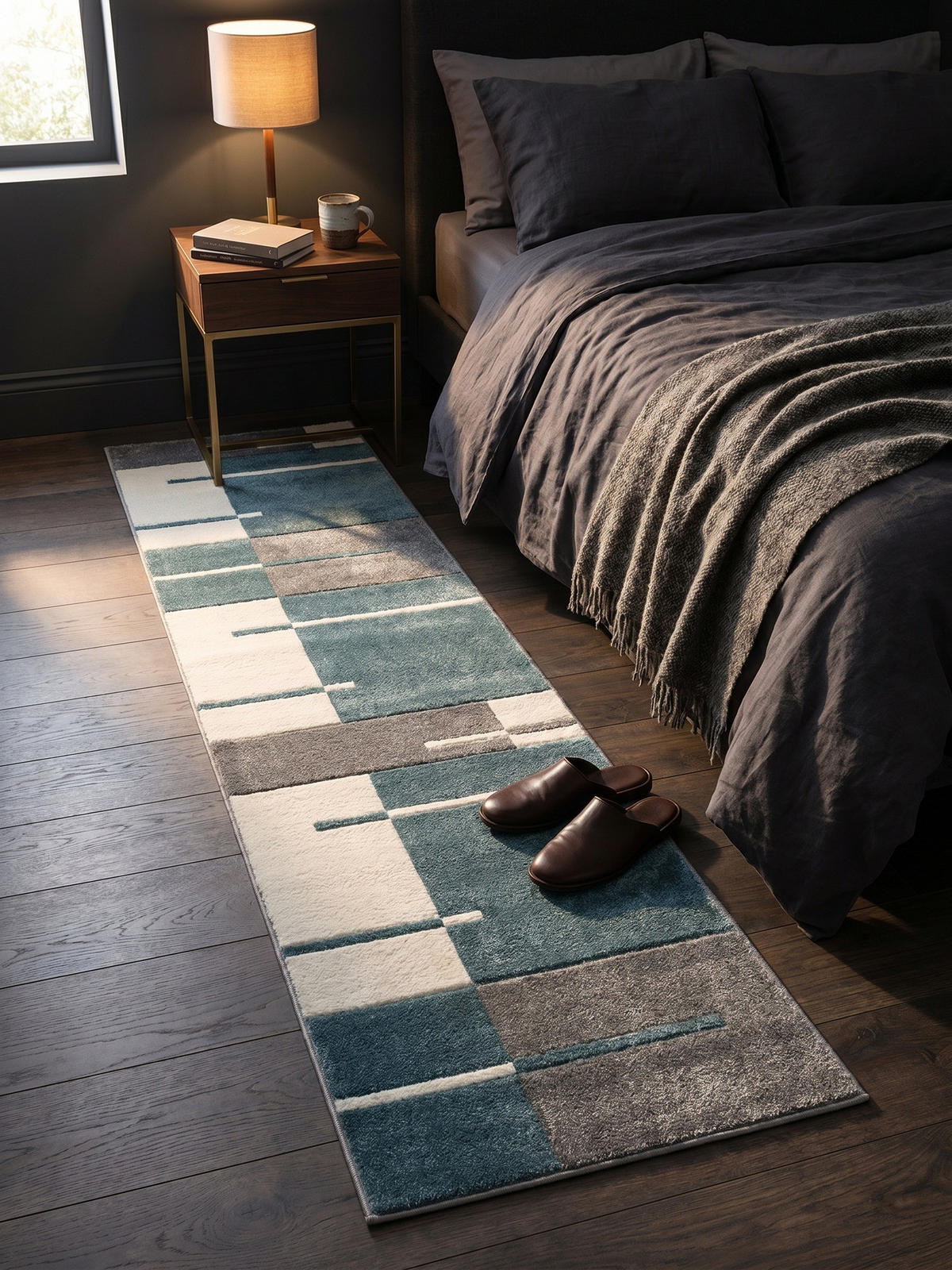 KURZFLORTEPPICH LATEMAR, kariert, Blau, 80 x 300 cm - Blau, Textil (80/300cm) - KADIMA DESIGN