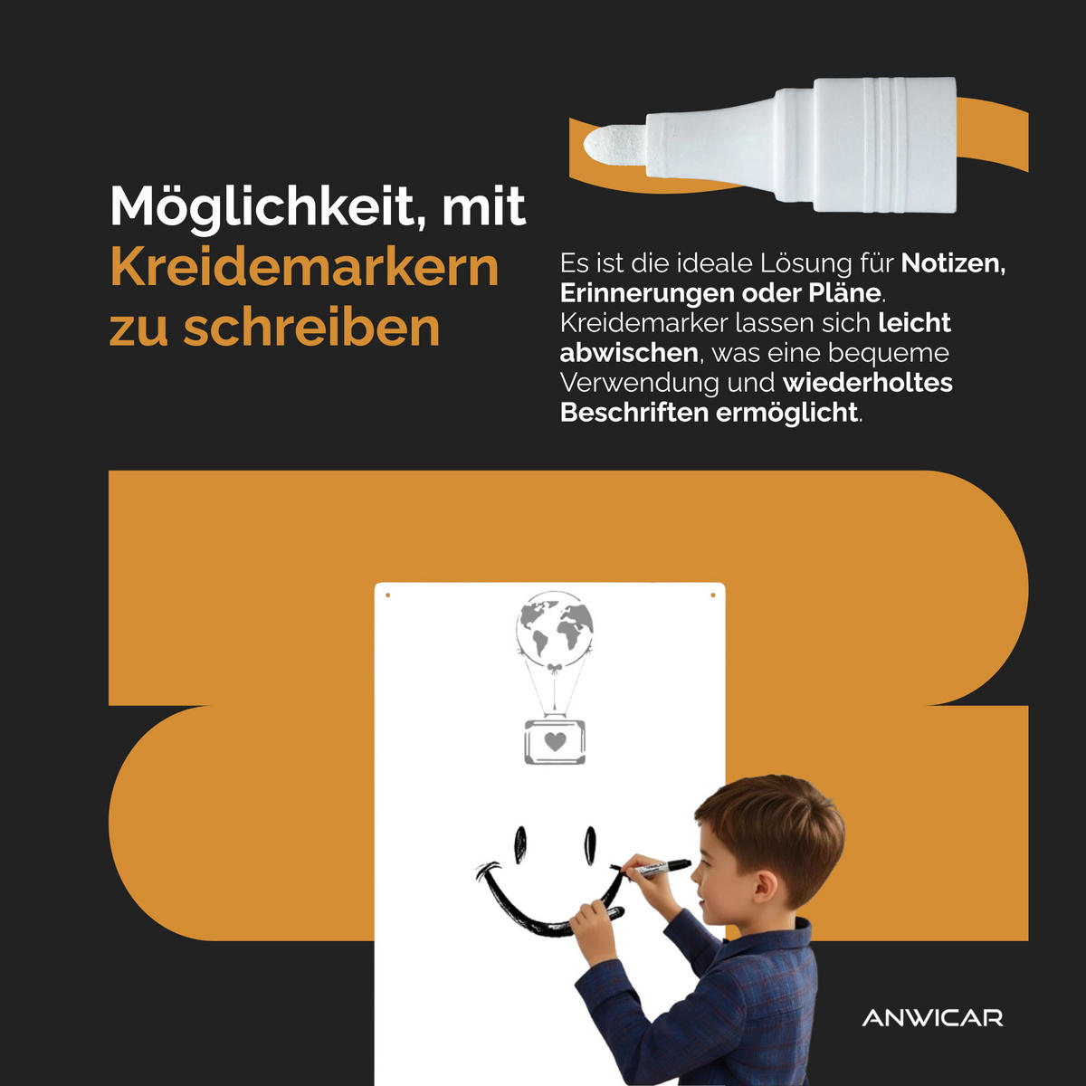 MAGNETTAFEL für Erinnerungen Flugzeug Schwarz 74x49 cm - Schwarz, Metall (49/74/0.7cm) - ANWICAR