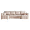 WOHNLANDSCHAFT U-Form Velours mit Bettkasten und Schlaffunktion - Beige, Holzwerkstoff/Textil (318/79/145cm) - Idohome