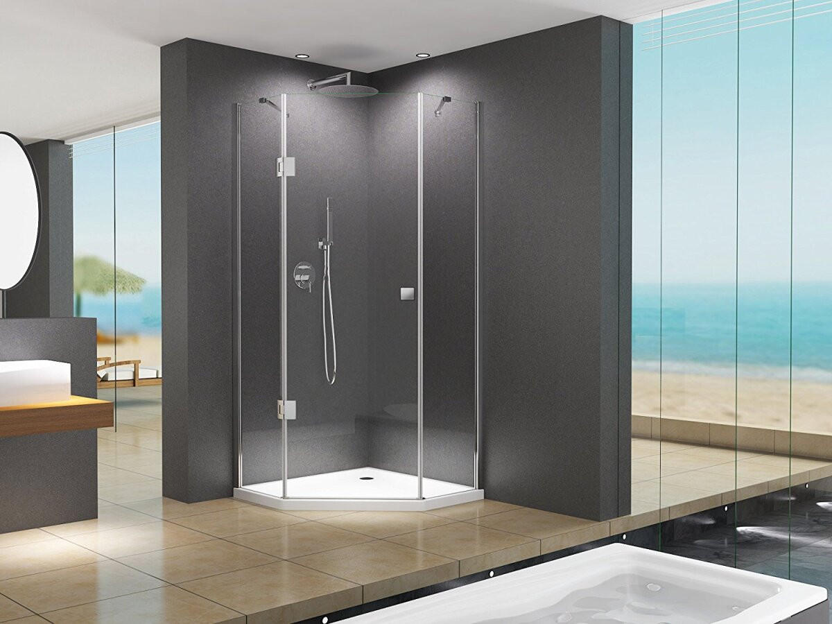 Glaswerk Westfalen 5-Eck-Duschkabine Silber 90x195x90 cm