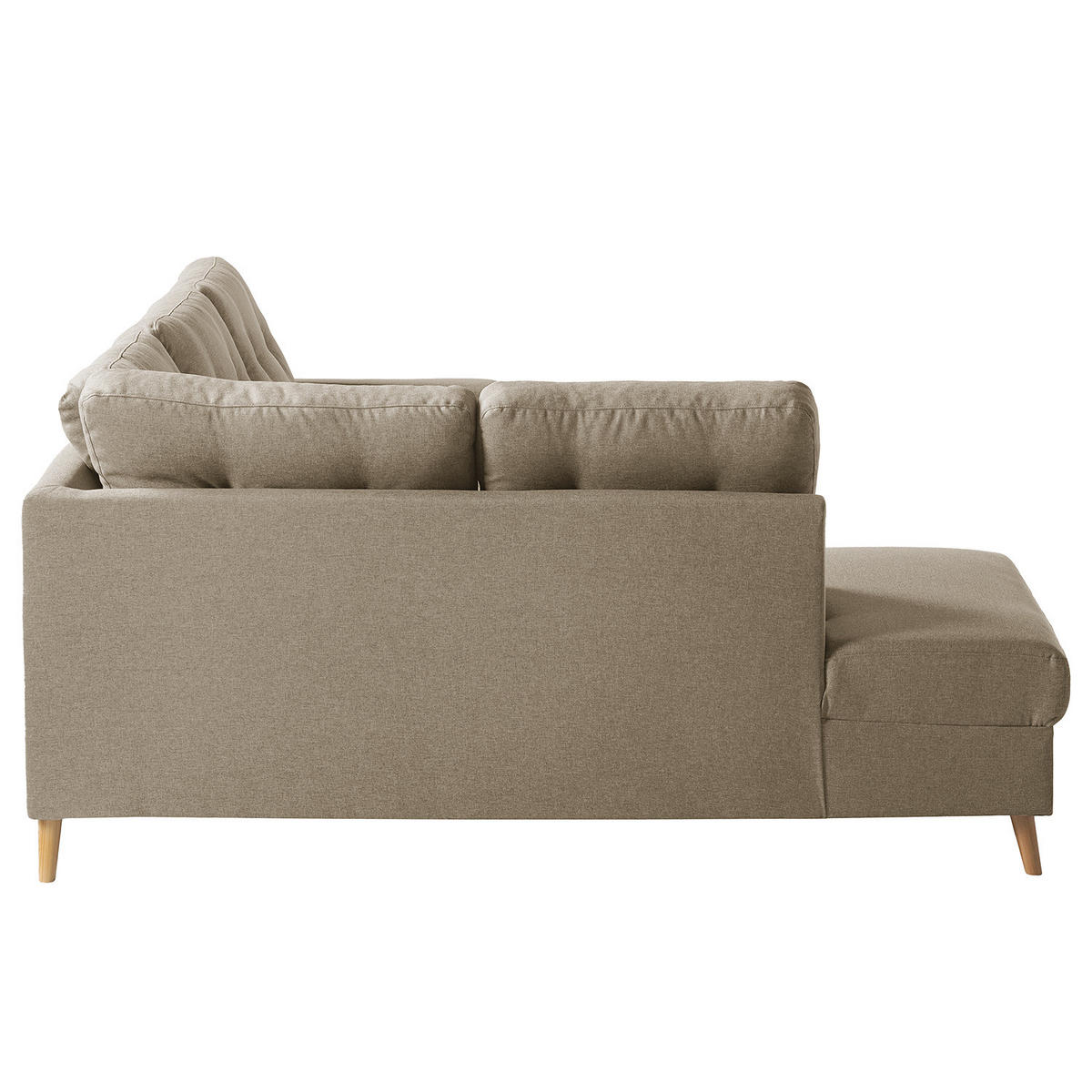 ECKSOFA mit Ottomane - Webstoff - Hellbraun/Cappuccino, Holz/Textil (230/200cm) - home24