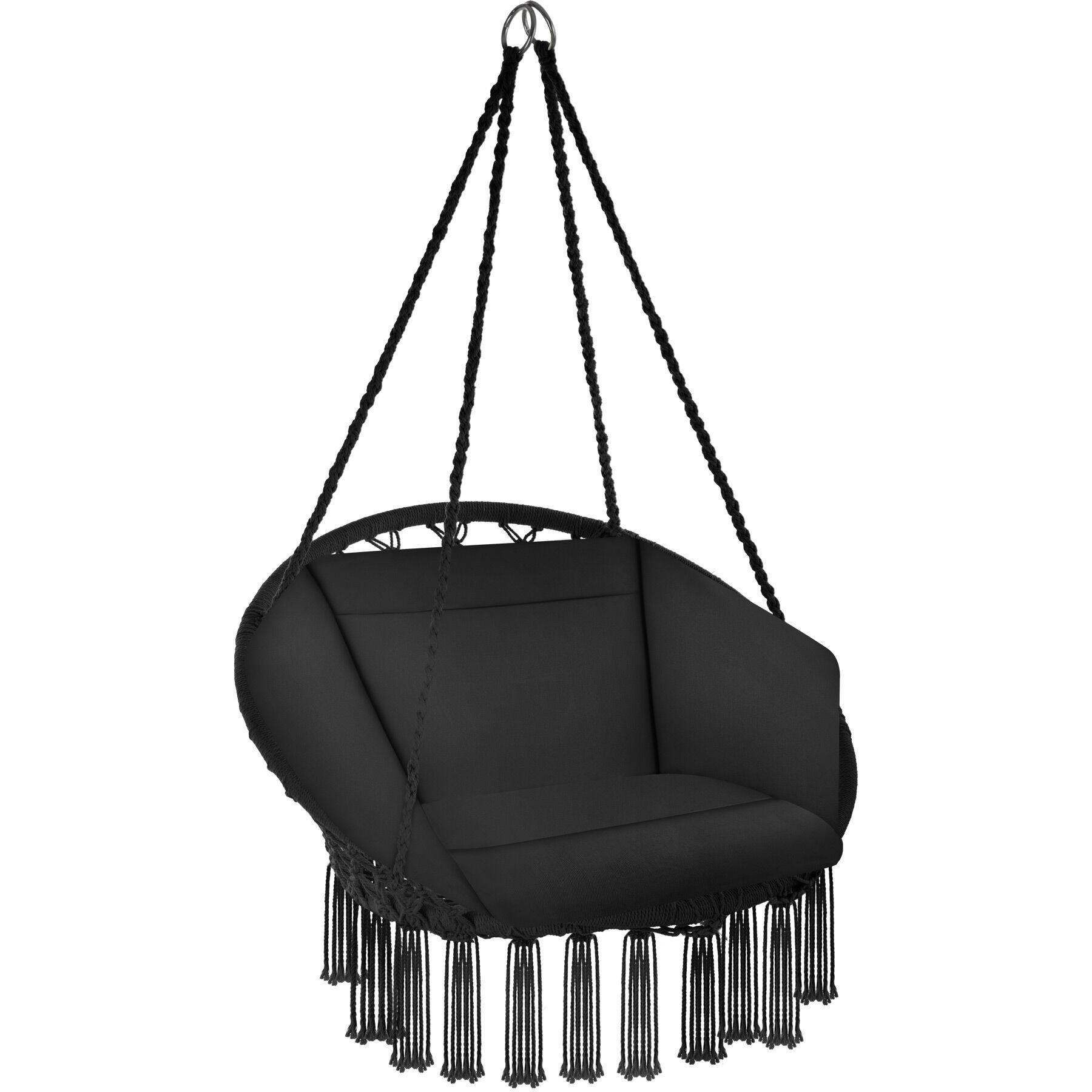 HÄNGESESSEL Grazia,80 x 72 x 125 cm,schwarz - Schwarz, Kunststoff/Metall (80/125/72cm) - tectake