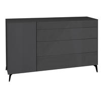 KOMMODE Elfi 169x42x104 Hochglanz Anthrazit/Glas Anthrazit - Anthrazit, Holzwerkstoff (169/104/42cm) - 58aufmkessel