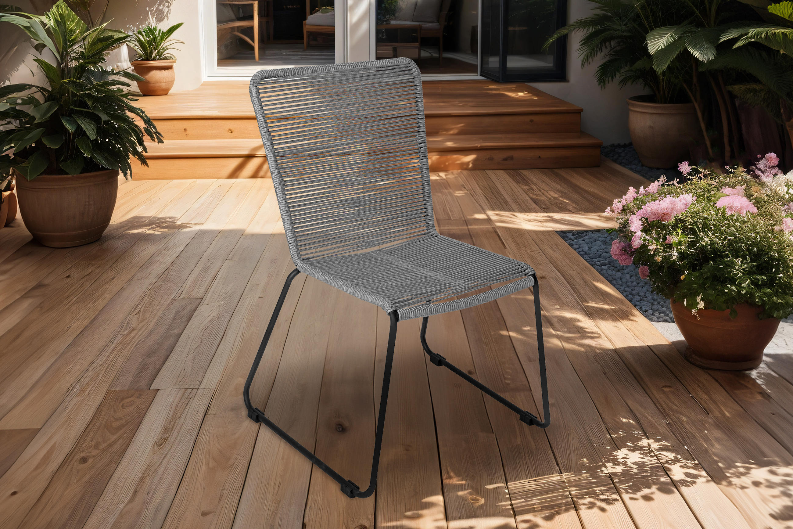 GARTENSTUHL ISRA - Schieferfarben/Anthrazit, Textil/Metall (58/88/55cm) - SAM