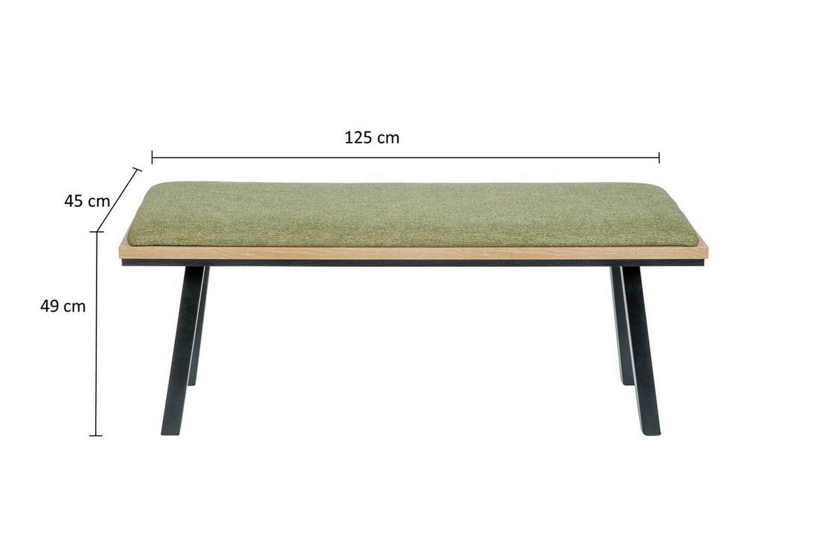 GARDEROBENBANK Die Elegante - Schwarz/Grün, Holz/Textil (45/49/125cm) - Kundler Home