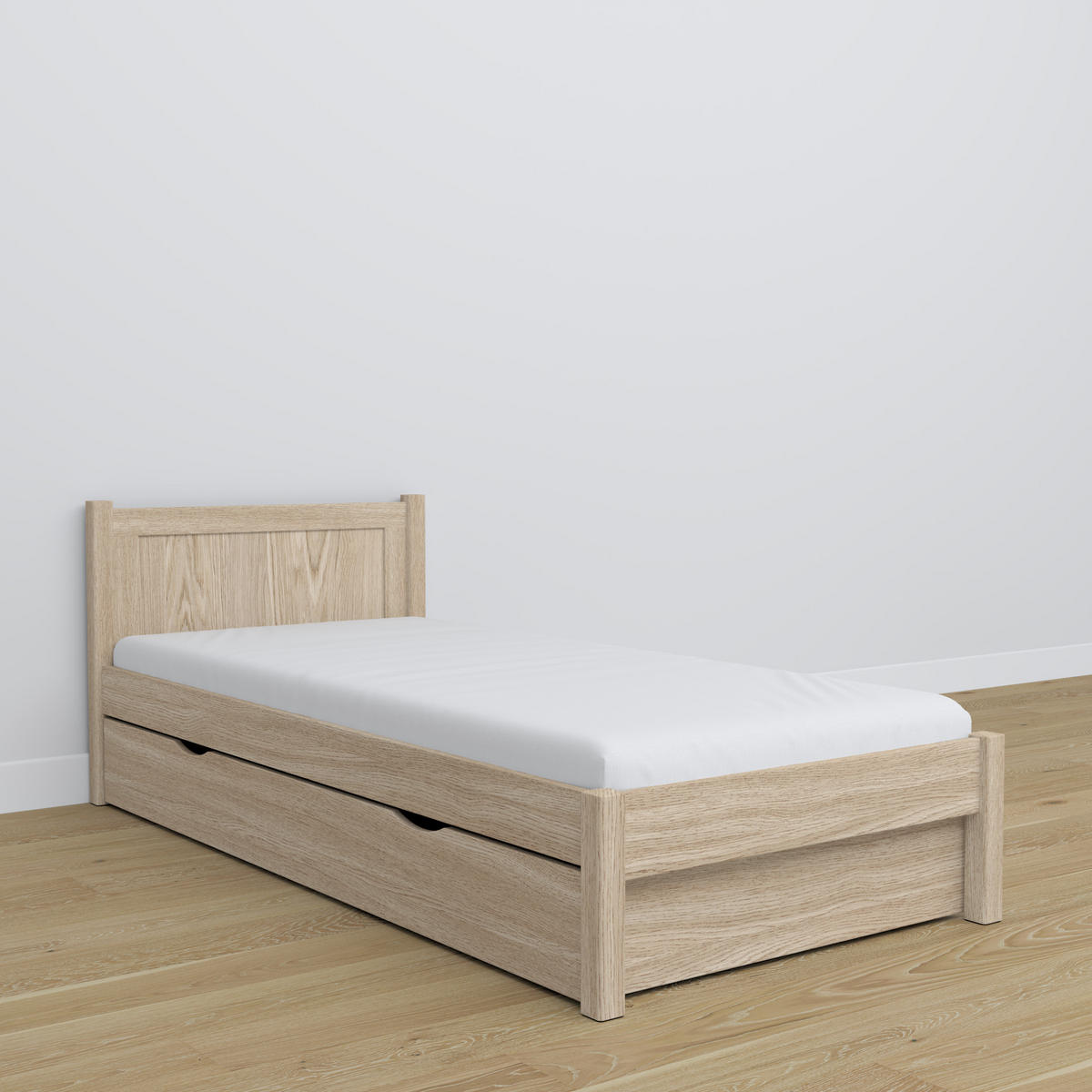 BETT mit Schublade N02 Sonoma Eiche 100/190 - Sonoma Eiche, Naturmaterialien/Holz (100/190cm) - N-Wood