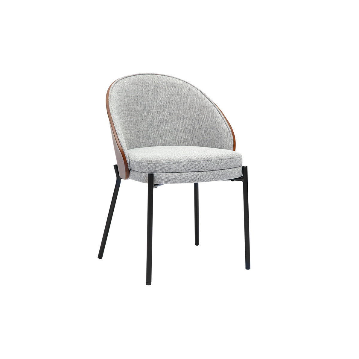 STÜHLE aus grauem Samt-Effekt Stoff, dunkles Holz und Metall (2er Set) TUCSON - Grau, Textil (50.5/74.5/53cm) - Miliboo