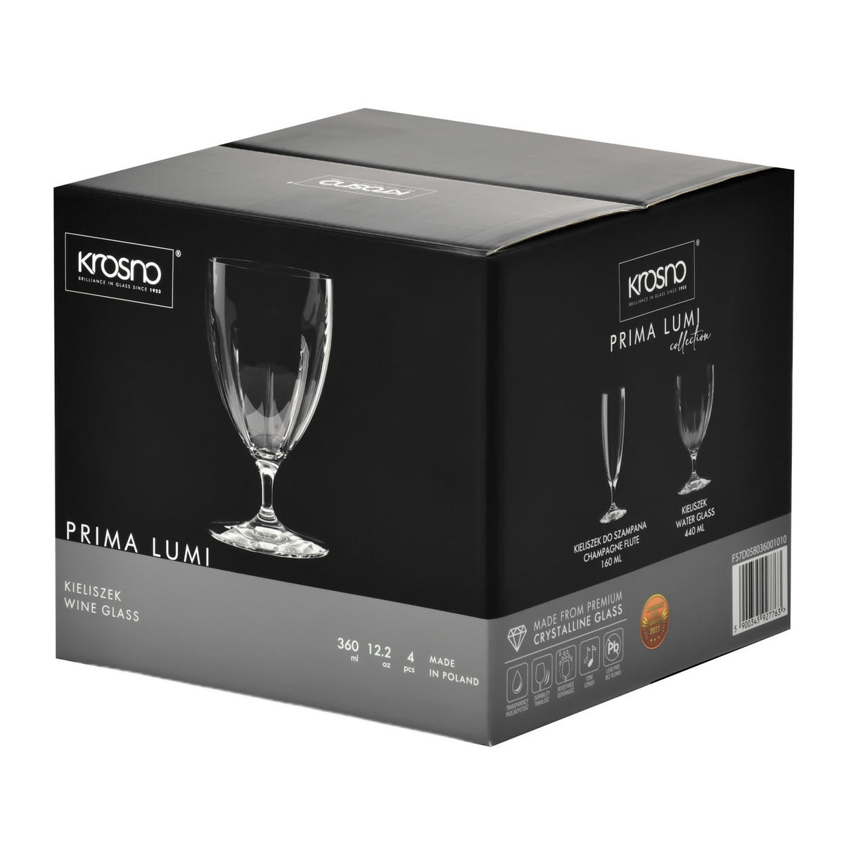 ROTWEINGLÄSER, 4er-Set, 360 ml - Transparent, Glas (0.36L) - Krosno Glass