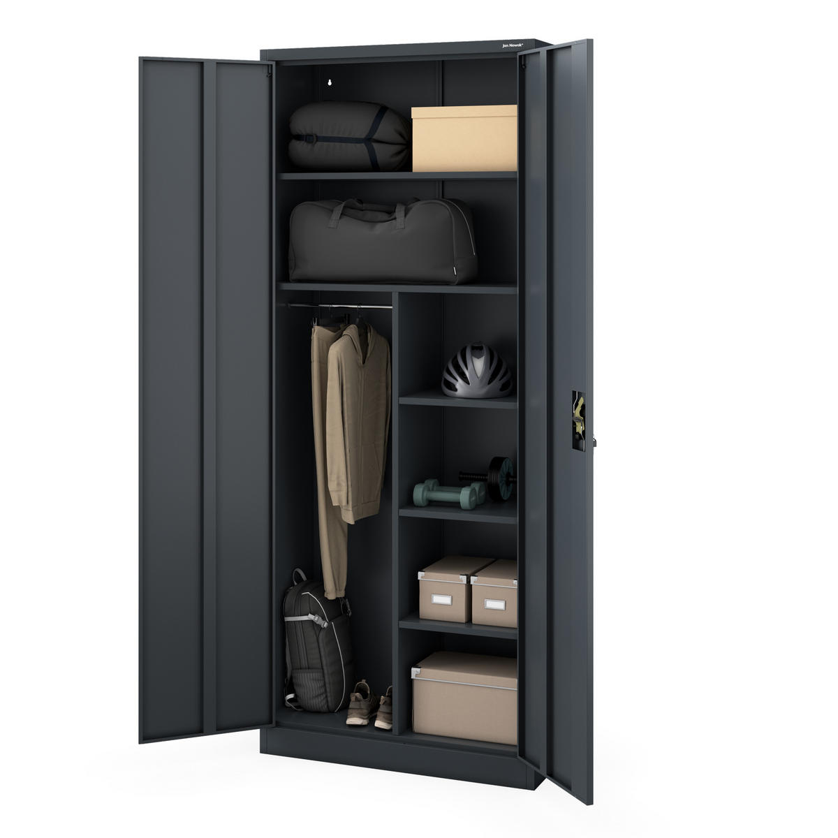 HAUSWIRTSCHAFTSSCHRANK DAWID 220 - Anthrazit, Metall (90/220/45cm) - Jan Nowak