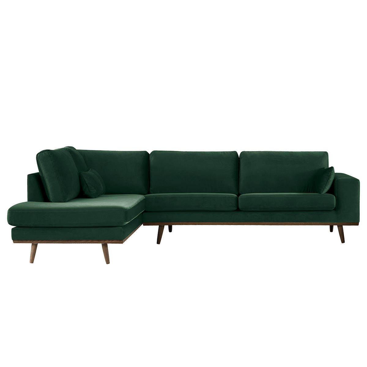 ECKSOFA mit Ottomane - Eichefarben/Grün, Eichenholz/Textil (287/219cm) - home24