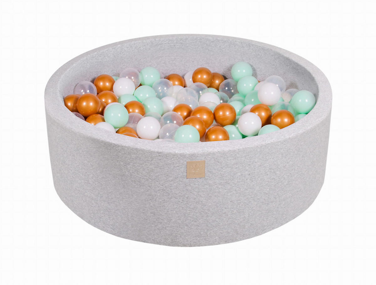 BÄLLEBAD für Kinder, Cotton, Hellgrau - Transparent/Hellrosa, Textil (90/90/30cm) - MeowBaby