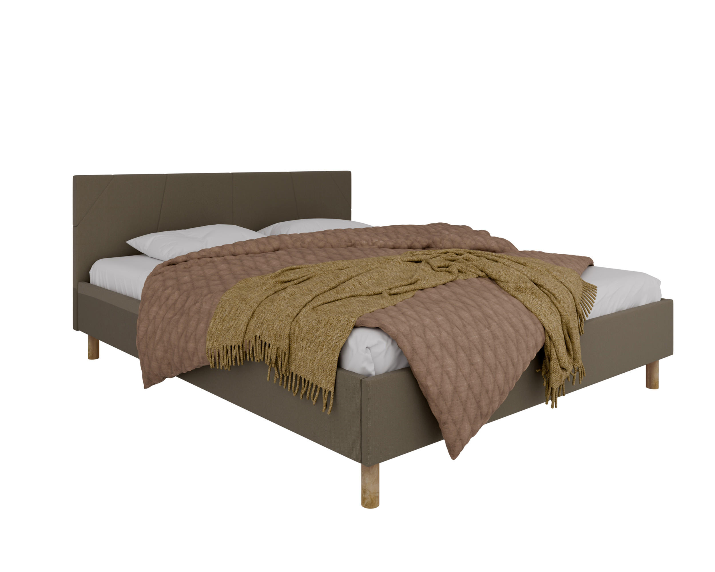 POLSTERBETT ALMORE 160x200cm, Taschenfederkernmatratze mit Kokos KORNOS (20cm), braun - Braun, Holz - Homesy