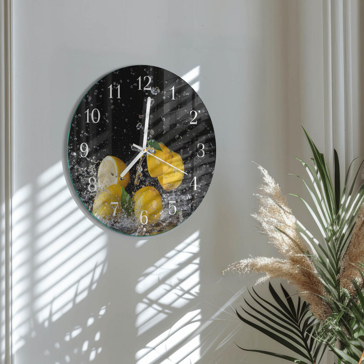 WANDUHR fi30 cm - Zitronen - Gelb, Glas (30/30/0.4cm) - TULUP
