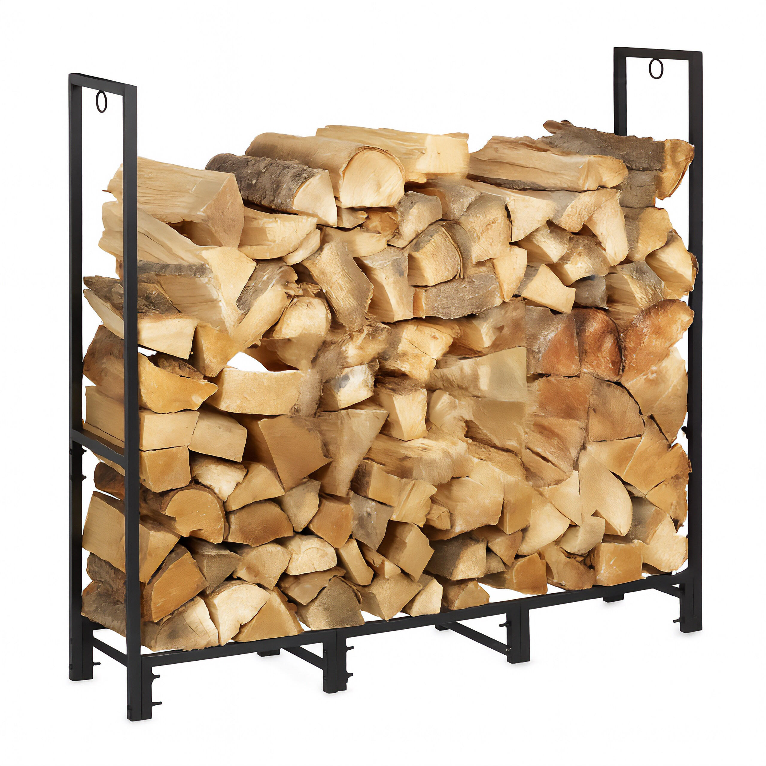 KAMINHOLZREGAL - Schwarz, Metall (121/116/30.5cm) - Relaxdays