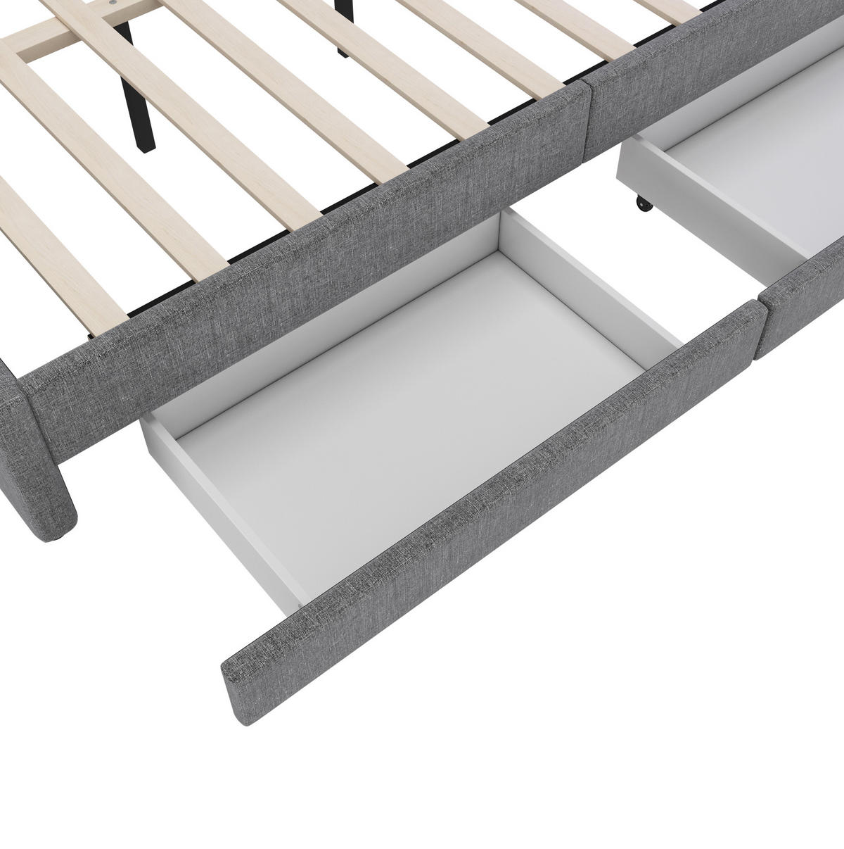 POLSTERBETT 140/200 cm Grau aus Leinen mit LED-Beleuchtung und Stauraum - Grau, Textil (140/200cm) - OKMYHOME