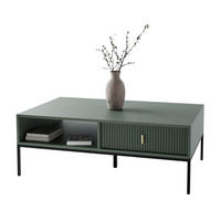 COUCHTISCH MIDNIGHT mit Schublade auf Gestell grün - Schwarz/Grün, Holzwerkstoff (68/104/39cm) - Lookway