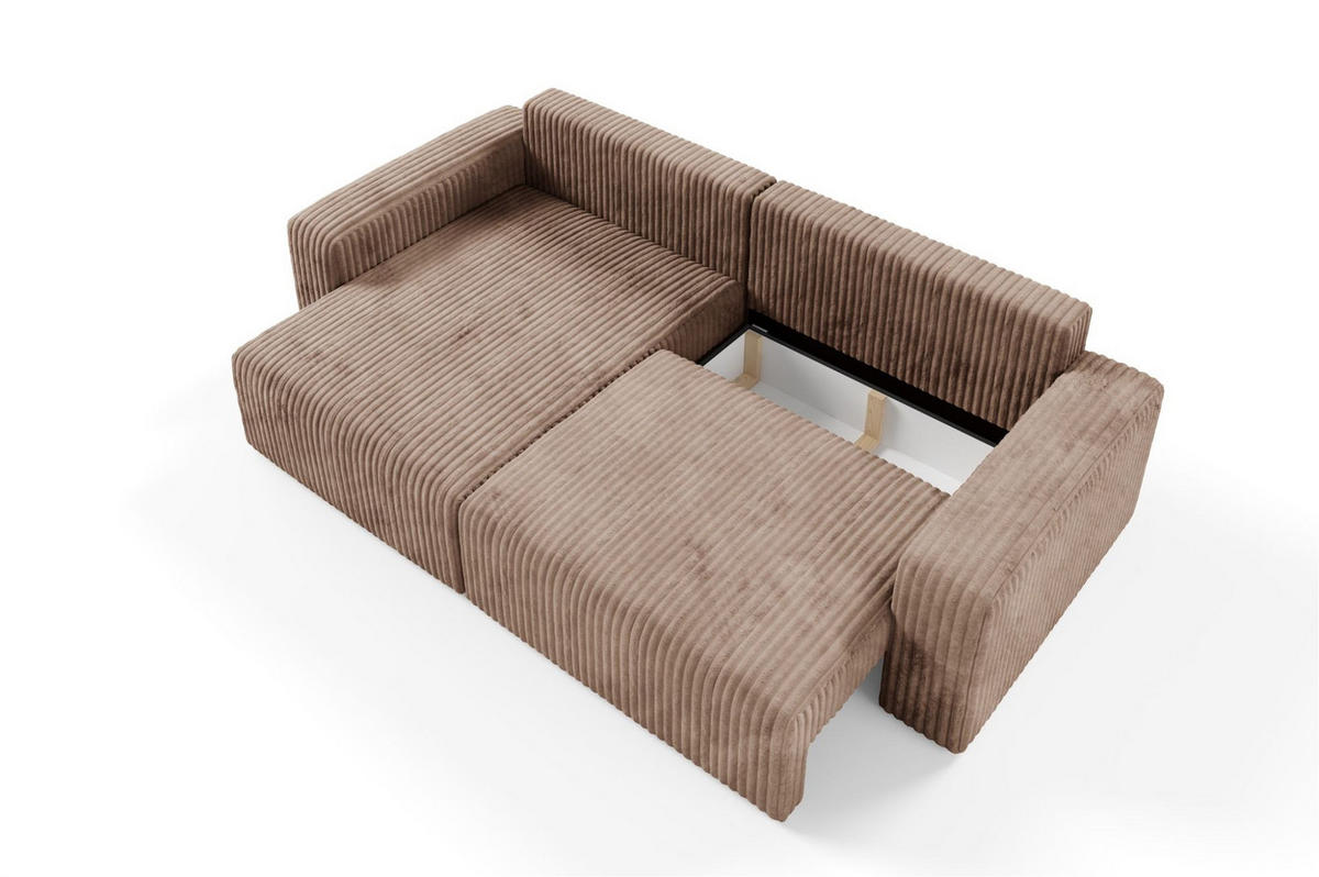 ECKSOFA Natalia - Beige, Holzwerkstoff/Textil (149/244cm) - Fun Möbel