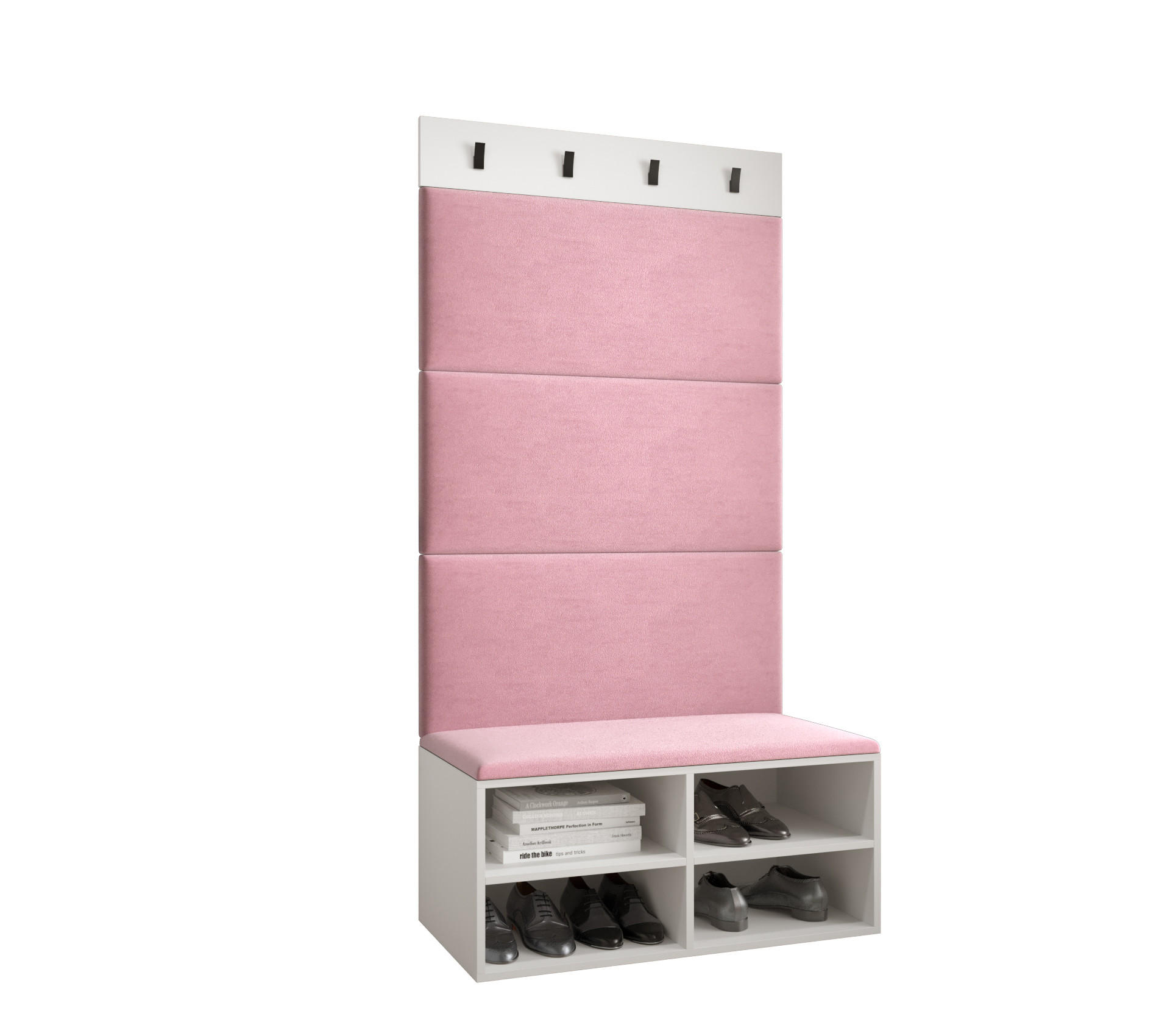 Möbel Kryspol Garderoben-Set Weiß, Pink 84x184x42 cm