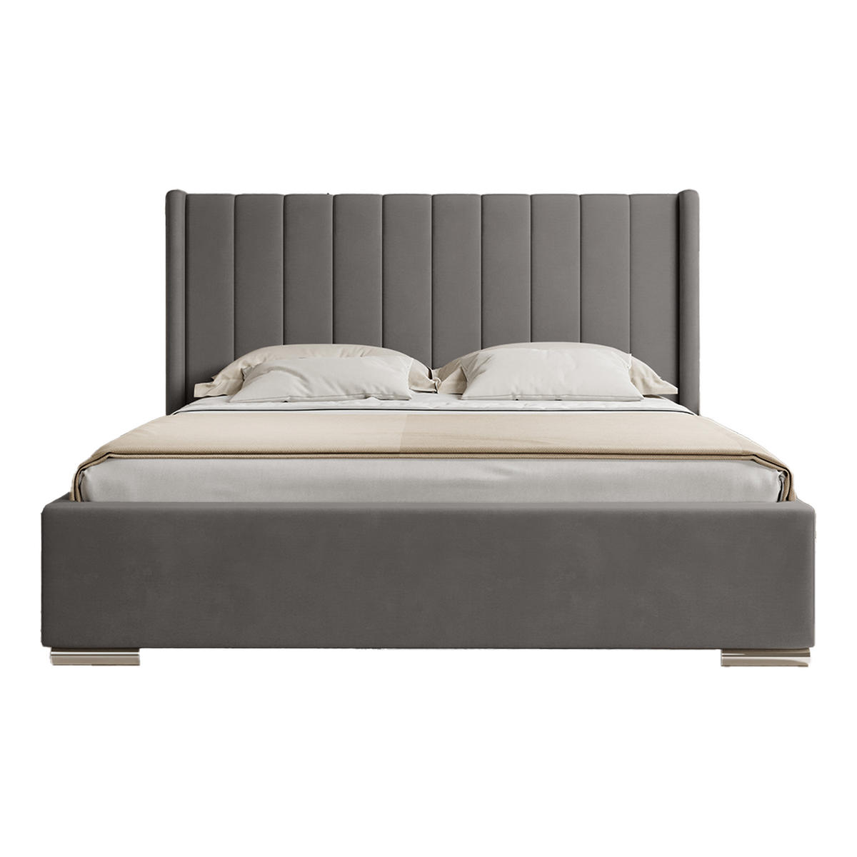 POLSTERBETT PAMBRIA 140x200 cm, Grau - Silberfarben, Textil (200/140cm) - Fedve