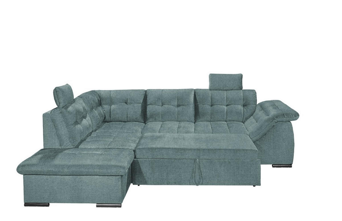 ECKSOFA mit Schlaffunktion und Bettkasten, verstellbare Armlehnen - Blau, Textil (217/283cm) - ed exciting design