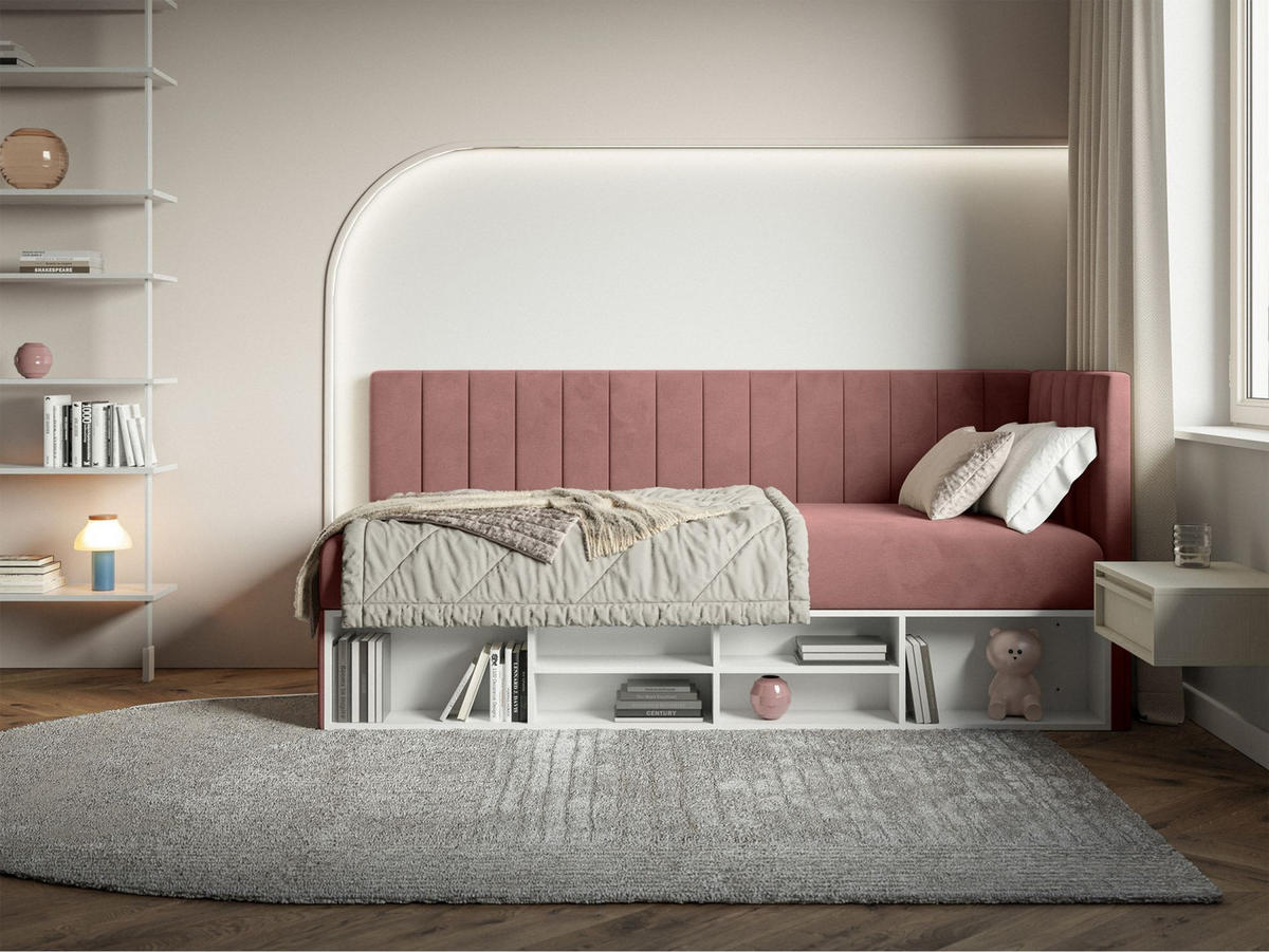 JUGENDBETT Ventrio Rosa Easy-Clean-Samtbezug 90x200 cm - Pink, Holz/Textil (90/200cm) - Selsey