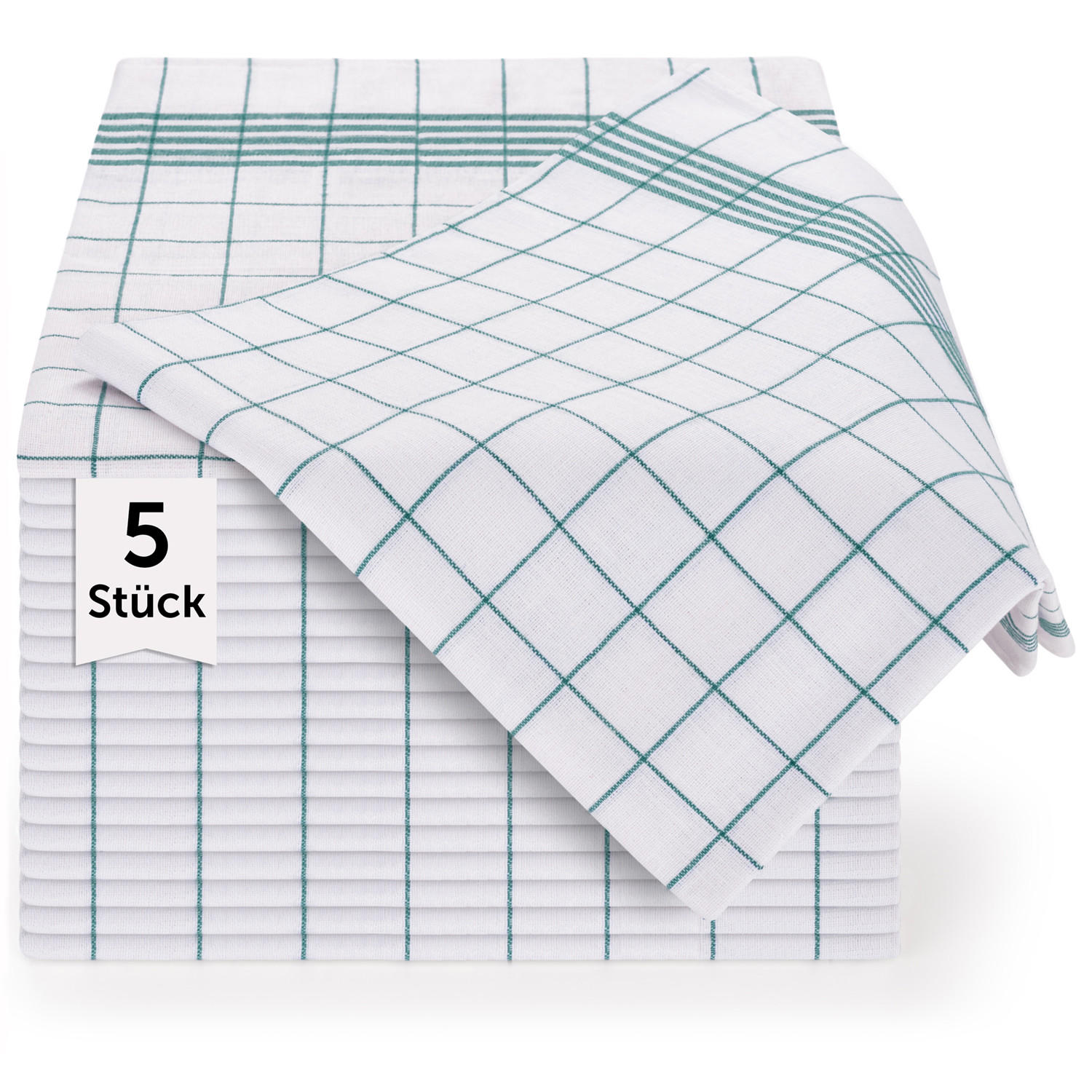 GESCHIRRTÜCHER 5er Set, 50/70 cm, 100% Baumwolle, kariert - Grün, Naturmaterialien (50/70cm) - Blumtal
