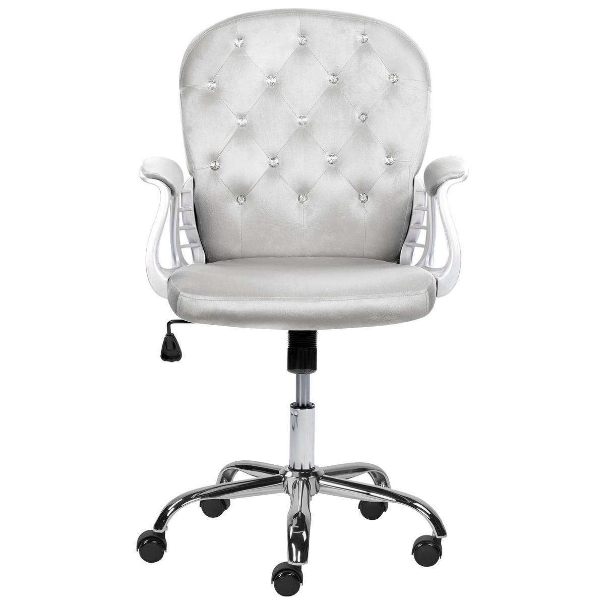 BÜROSTUHL Samtstoff Grau Princess - Grau, Textil/Metall (60/98/60cm) - Beliani