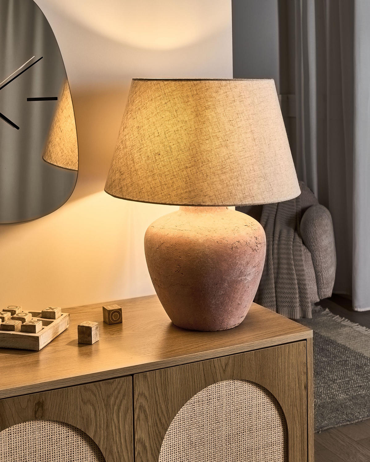 TISCHLAMPE Braun Barton - Braun, Keramik (40/40/51cm) - Beliani