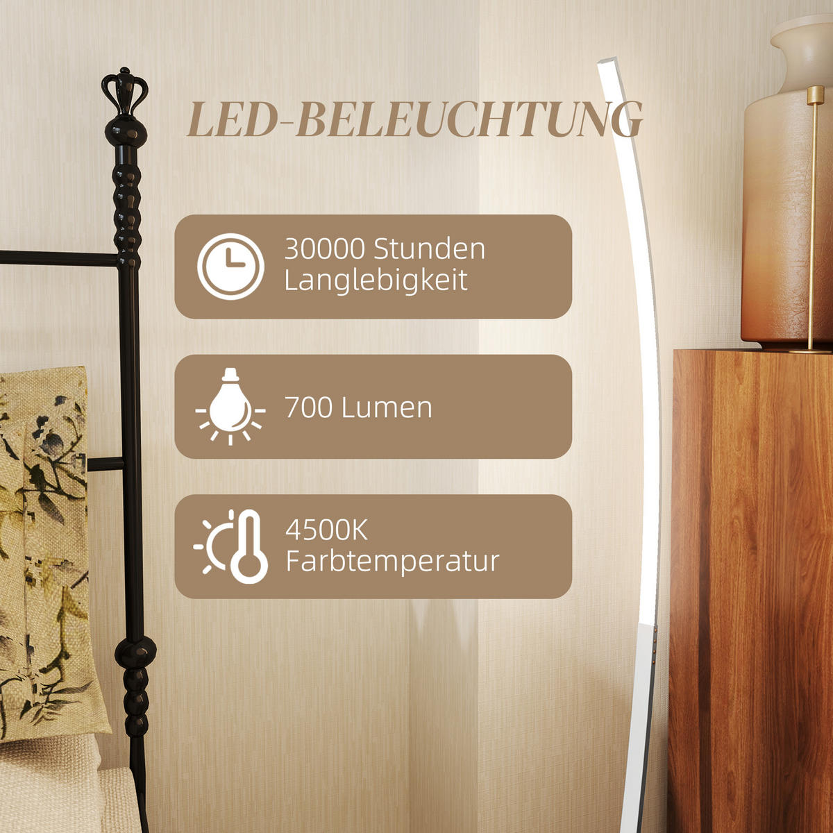 STEHLAMPE Aluminium Acryl Silber - Silberfarben, Metall (46/25/147cm) - HOMCOM