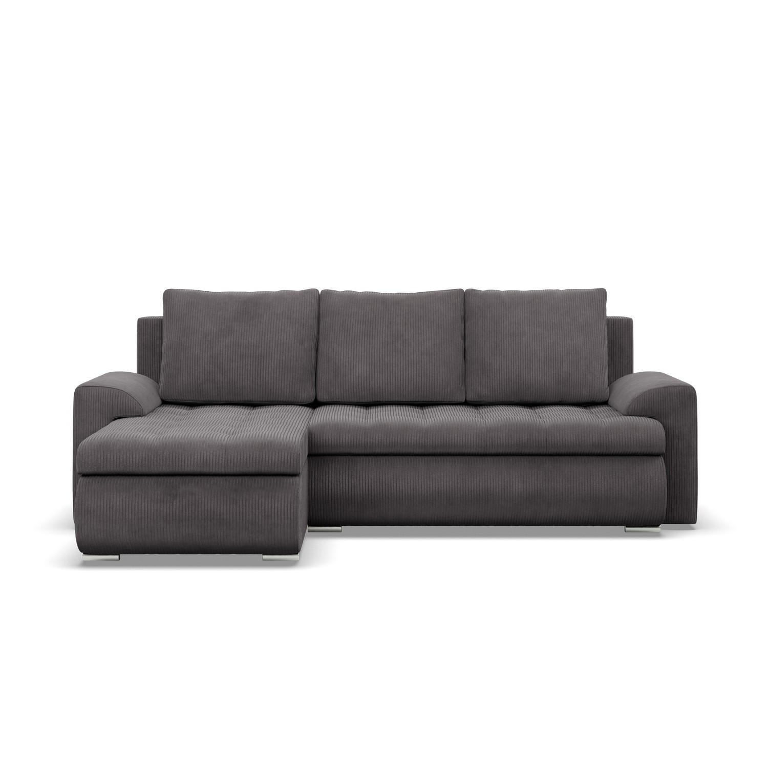 ECKSOFA LINKS MIT SCHLAFFUNKTION FORESTA, Cord - Dunkelgrau - Dunkelgrau, Textil (230/159cm) - Mebligo