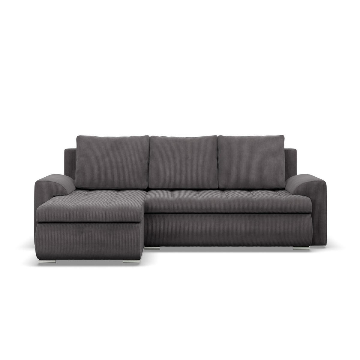 ECKSOFA LINKS MIT SCHLAFFUNKTION FORESTA, Cord - Dunkelgrau - Dunkelgrau, Textil (230/159cm) - Mebligo