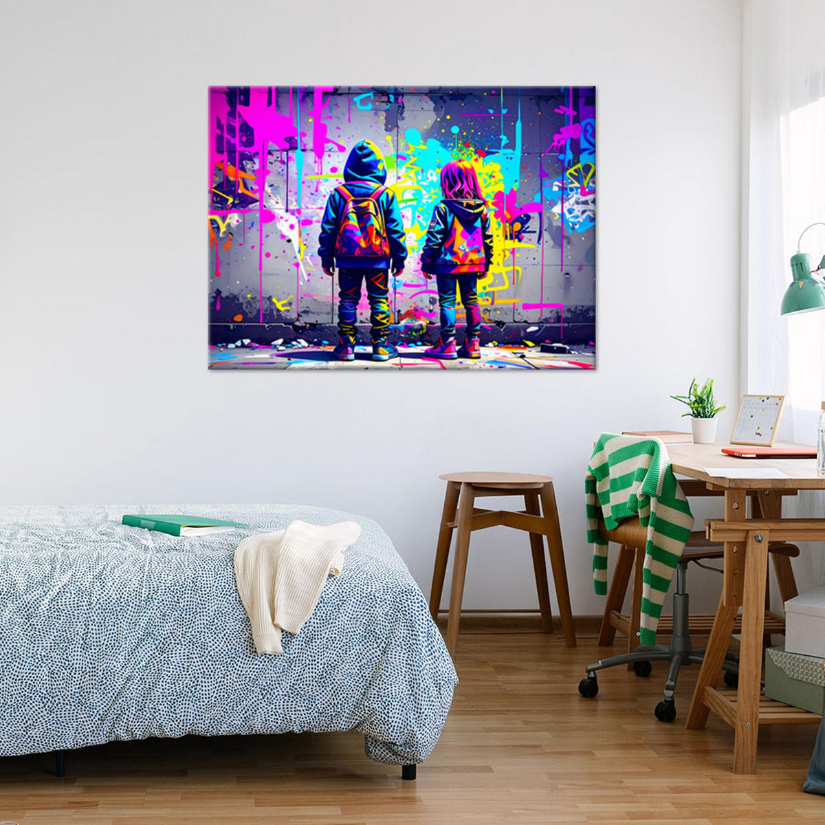 LEINWANDBILD Graffiti Street Art 100x70cm - Multicolor, Textil (100/70cm) - Feeby