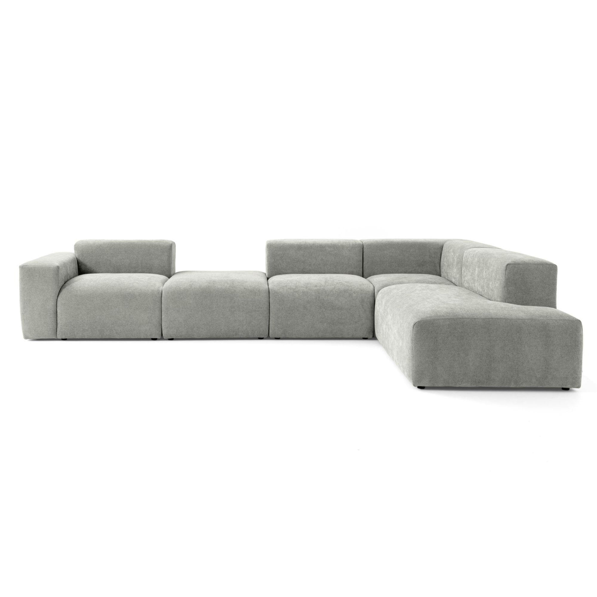 5-SITZER modulares Ecksofa HEAVEN SET 5 Rechts, Breite 380 cm Webstoff Grau - Schwarz/Grau, Holz/Kunststoff (245/380cm) - Muffo