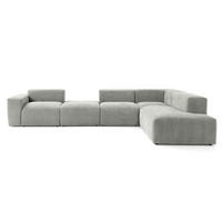 5-SITZER modulares Ecksofa HEAVEN SET 5 Rechts, Breite 380 cm Webstoff Grau - Schwarz/Grau, Holz/Kunststoff (245/380cm) - Muffo