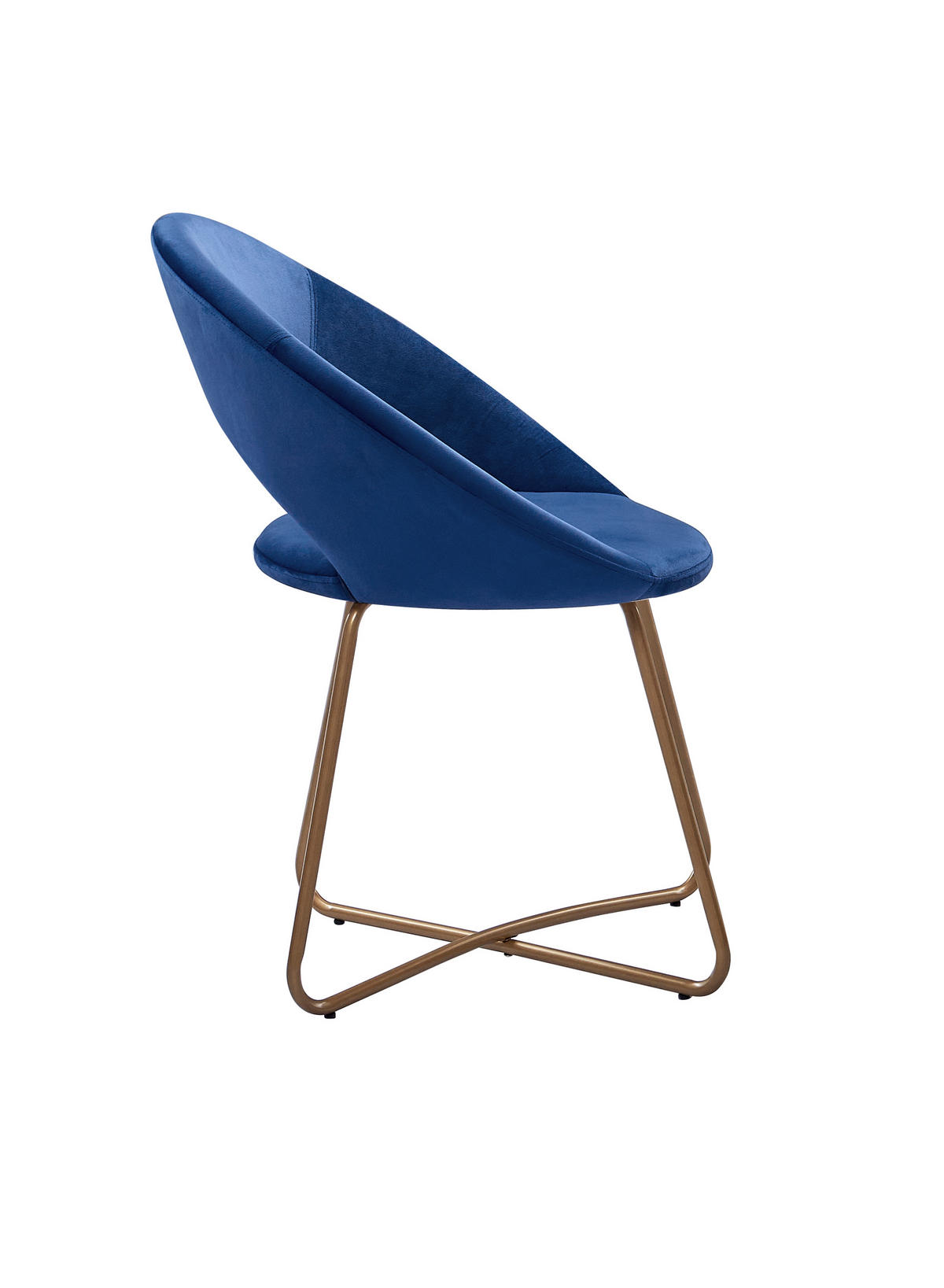 SCHALENSTUHL LENNY - Blau/Goldfarben, Textil/Metall (64/77/46cm) - SAM