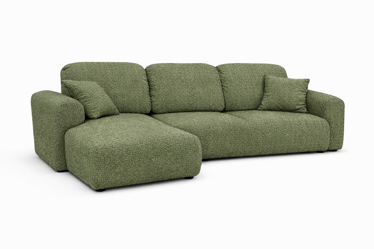 ECKSOFA Mit Schlaffunktion Und Bettkasten, Sofa L-Form Bingo L, Chenille-Stoff Artico, Moss, Links - Grün, Holz (250/142cm) - Kaiser Möbel