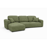 ECKSOFA Mit Schlaffunktion Und Bettkasten, Sofa L-Form Bingo L, Chenille-Stoff Artico, Moss, Links - Grün, Holz (250/142cm) - Kaiser Möbel