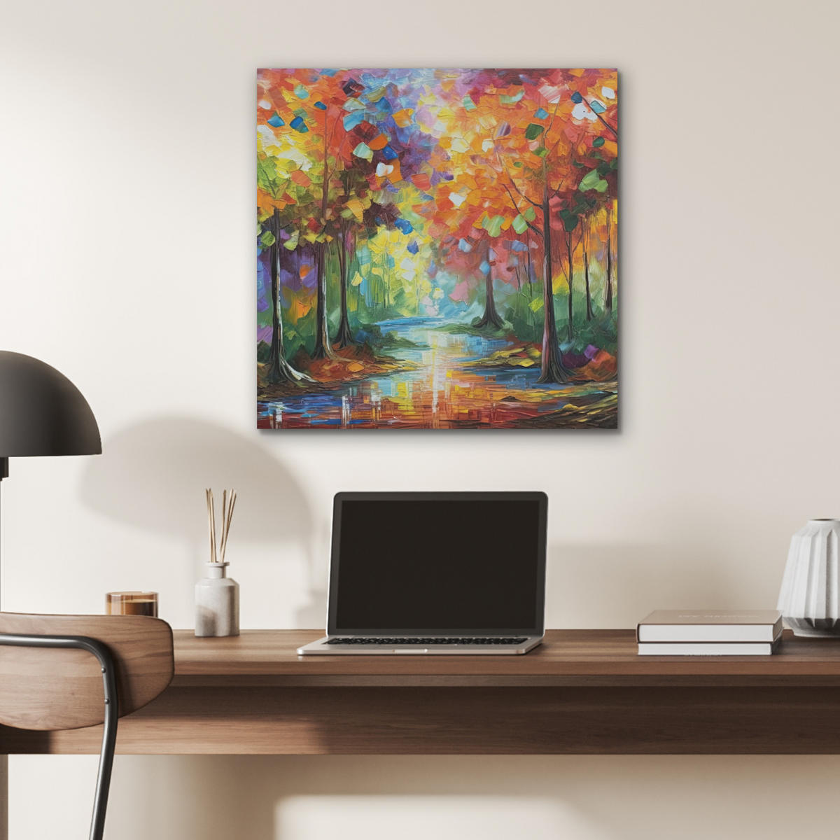 AKUSTIKBILD Landschaft - Wald - Farben - Natur Wandbilder 60x60 cm - Multicolor, Kunststoff (60/60/0.9cm) - MuchoWow