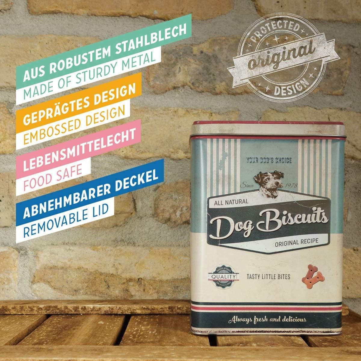 VORRATSDOSE L PfotenSchild Dog Biscuits - Multicolor, Metall (14/20/10cm) - Nostalgic-Art