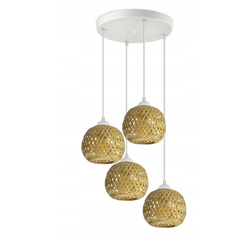 PENDELLEUCHTE BOHO - Beige/Weiß, Glas/Metall (34/34/100cm) - kiki design