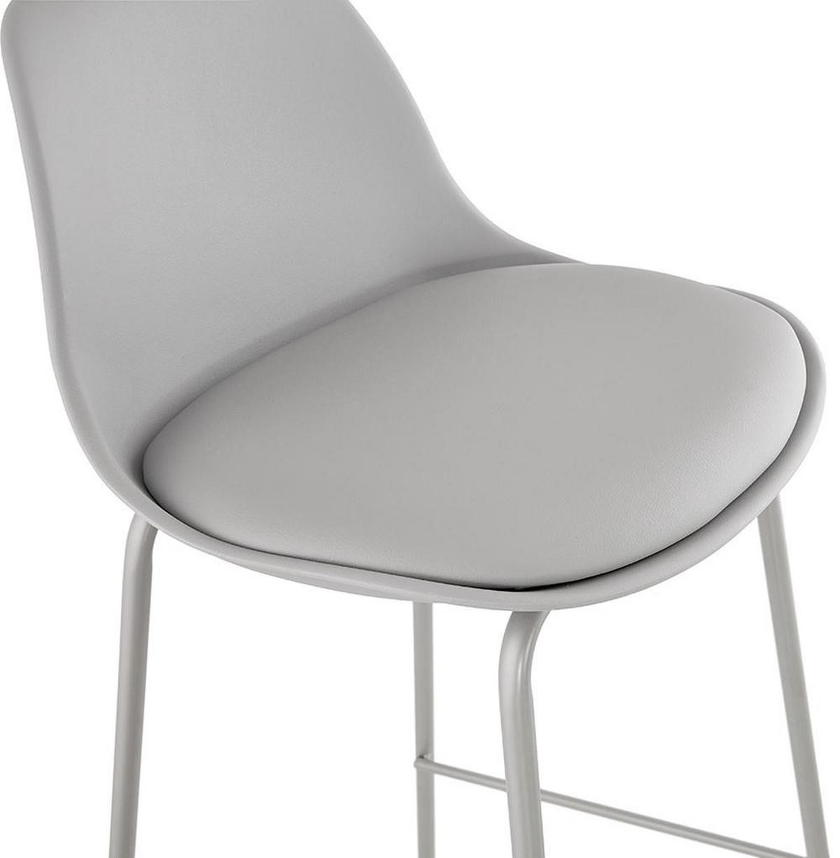 BARHOCKER Kunstleder Metallgestell Sitzhöhe 65cm Rückenlehne RENIXA MINI, Grau 42x41,5x86,5 cm - Grau, Kunststoff/Textil (42/87/42cm) - KADIMA DESIGN