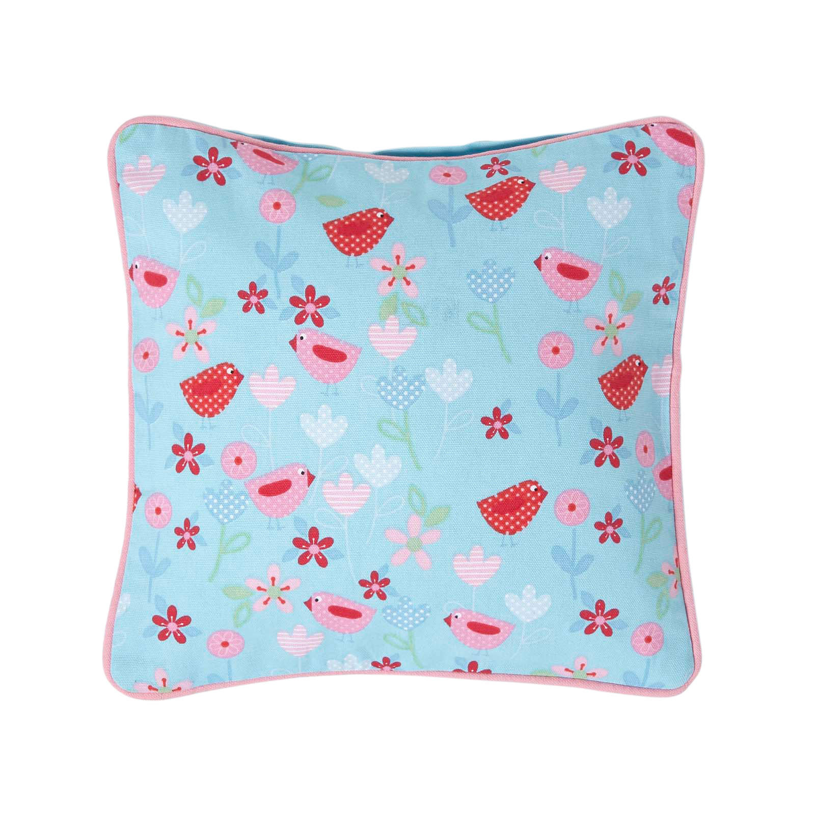 KISSENHÜLLE Vögel & Blumen 30/30 cm - Hellblau, Textil (30/30cm) - Homescapes