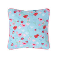KISSENHÜLLE Vögel & Blumen 30/30 cm - Hellblau, Textil (30/30cm) - Homescapes