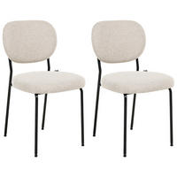 ESSZIMMERSTUHL 2er-Set Stoff Hellbeige Loleta - Beige, Textil (47/84/57cm) - Beliani