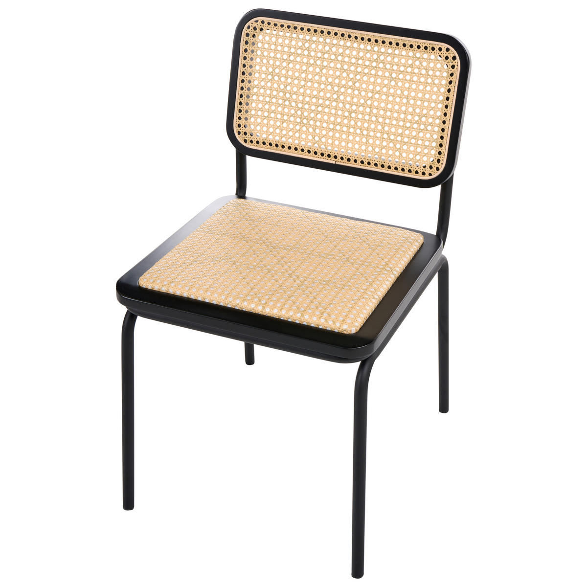 ESSZIMMERSTUHL 2er-Set Polyrattan Schwarz Corvallis - Schwarz, Kunststoff (48/83/58cm) - Beliani