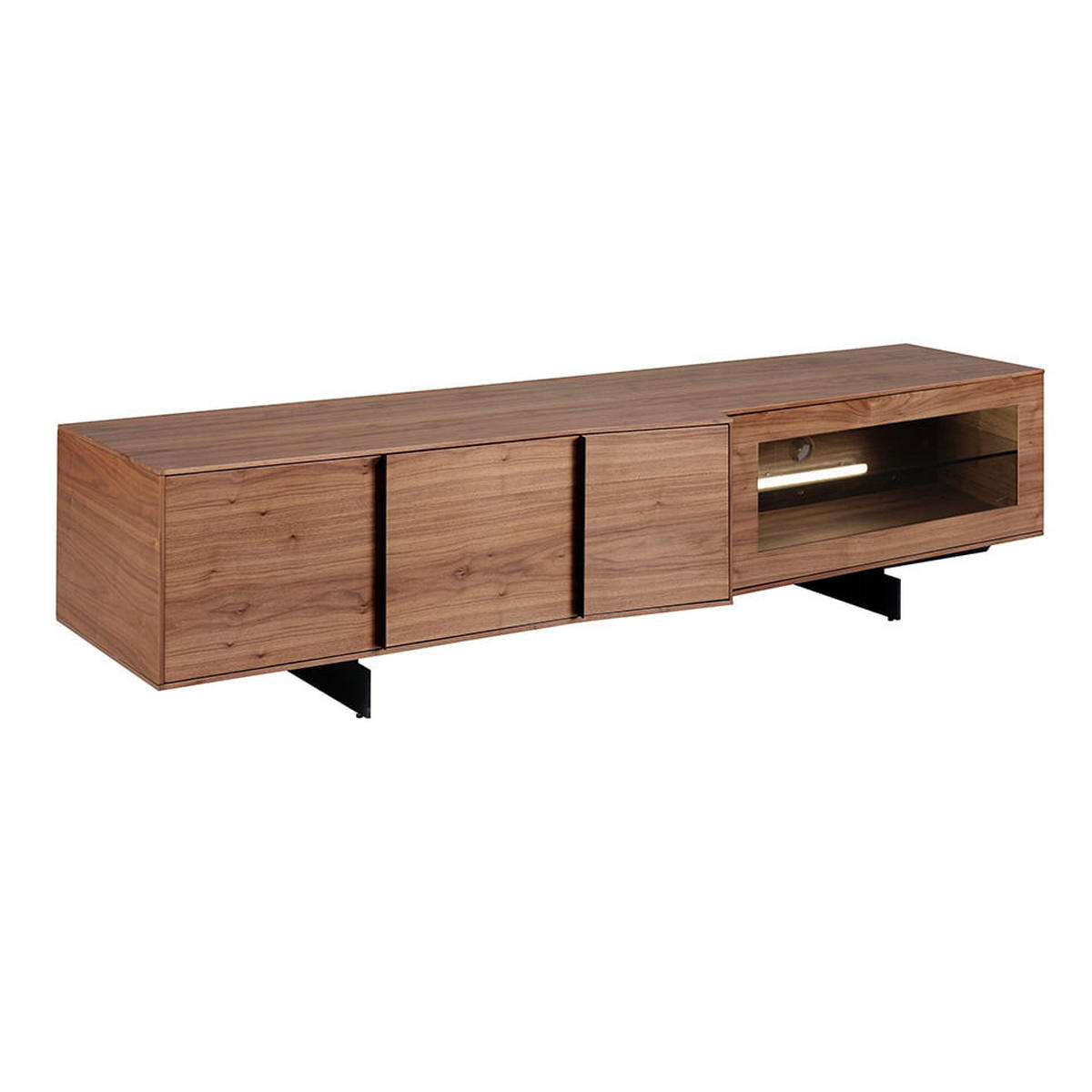 TV-ELEMENT Walnuss Schwarz 200/55/48 cm - Walnussfarben/Schwarz, Holz (200/48/55cm) - ANGEL CERDA