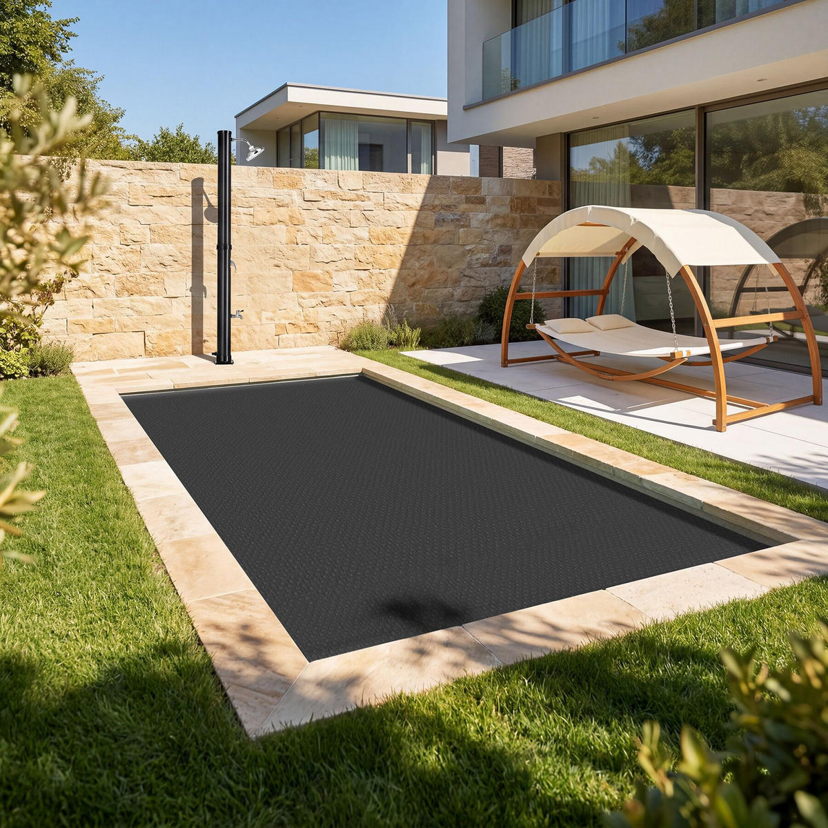 POOLABDECKUNG , 400 x 600 cm, schwarz - Schwarz, Kunststoff (600/400cm) - tectake